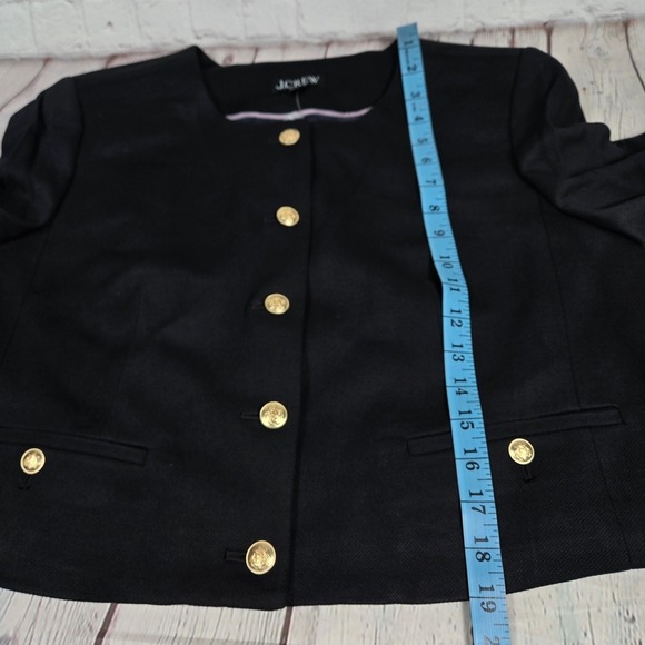 J Crew Black Cropped Lady Jacket Gold Buttons Blazer Womens Size 14‎ - Picture 8 of 9